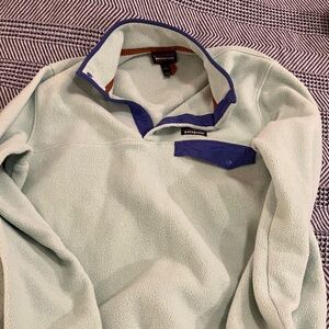 Patagonia Mint Green Fleece Pullover with Purple Trim